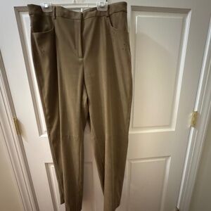 Talbots Size 14 Pants Faux Suede Die Cut brown career Wear